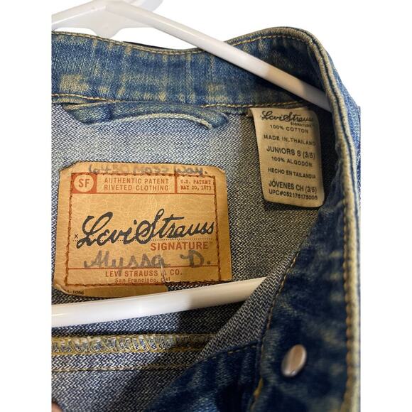 Vintage Levi Strauss Signature Medium Wash Denim Jacket Junior's Size Sm 3/5 - Picture 5 of 6